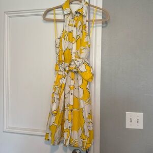 DVF Diane Von furstenberg  yellow halter backless button up sundress
